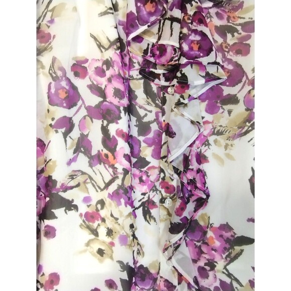 East 5th Blouse Tank Women's M Raspberry Purple Floral Flowey Feminine Career - Picture 5 of 11